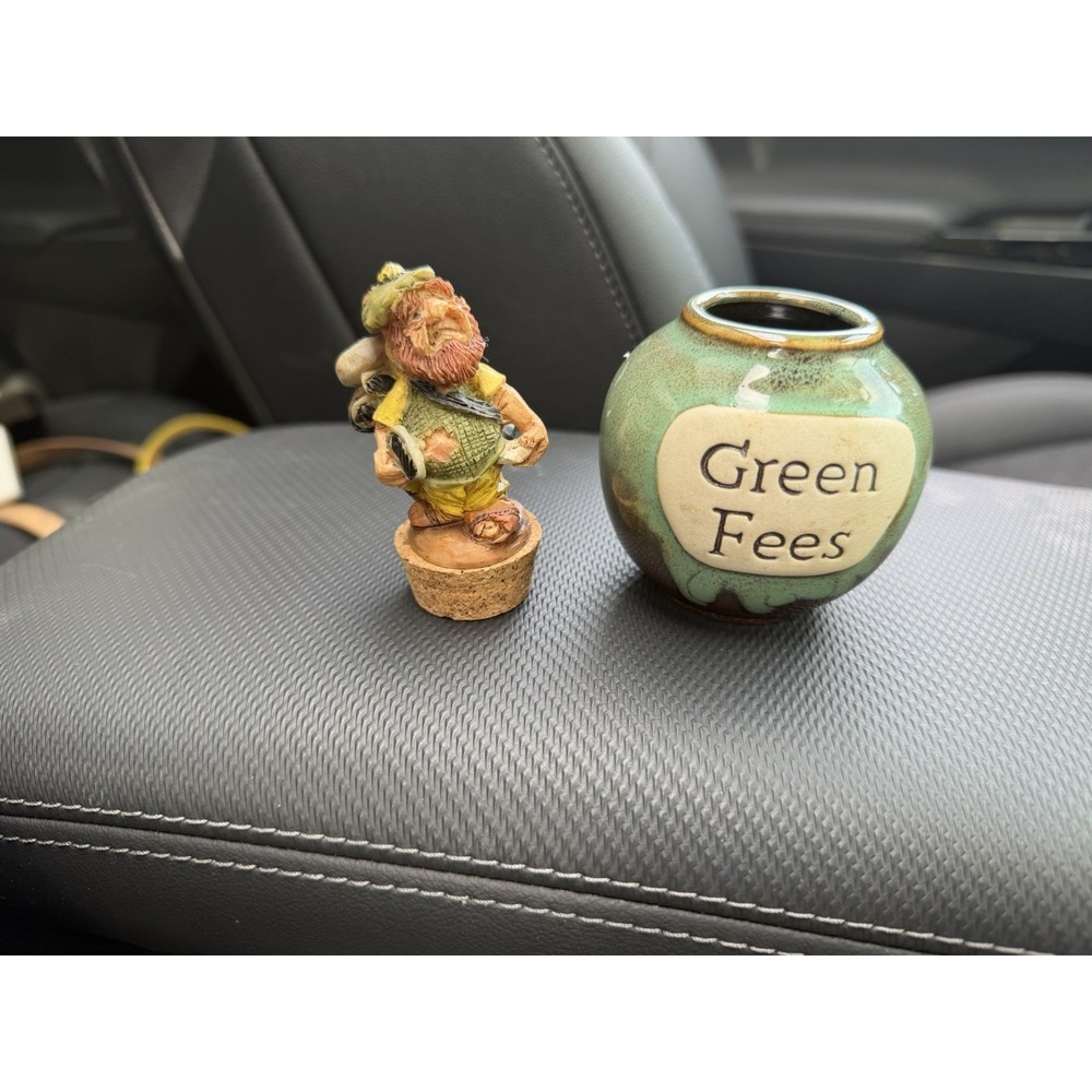Vintage Golf Ceramic Coin Piggy Bank Green Fees With Golfer Cork Stop Tumbleweed